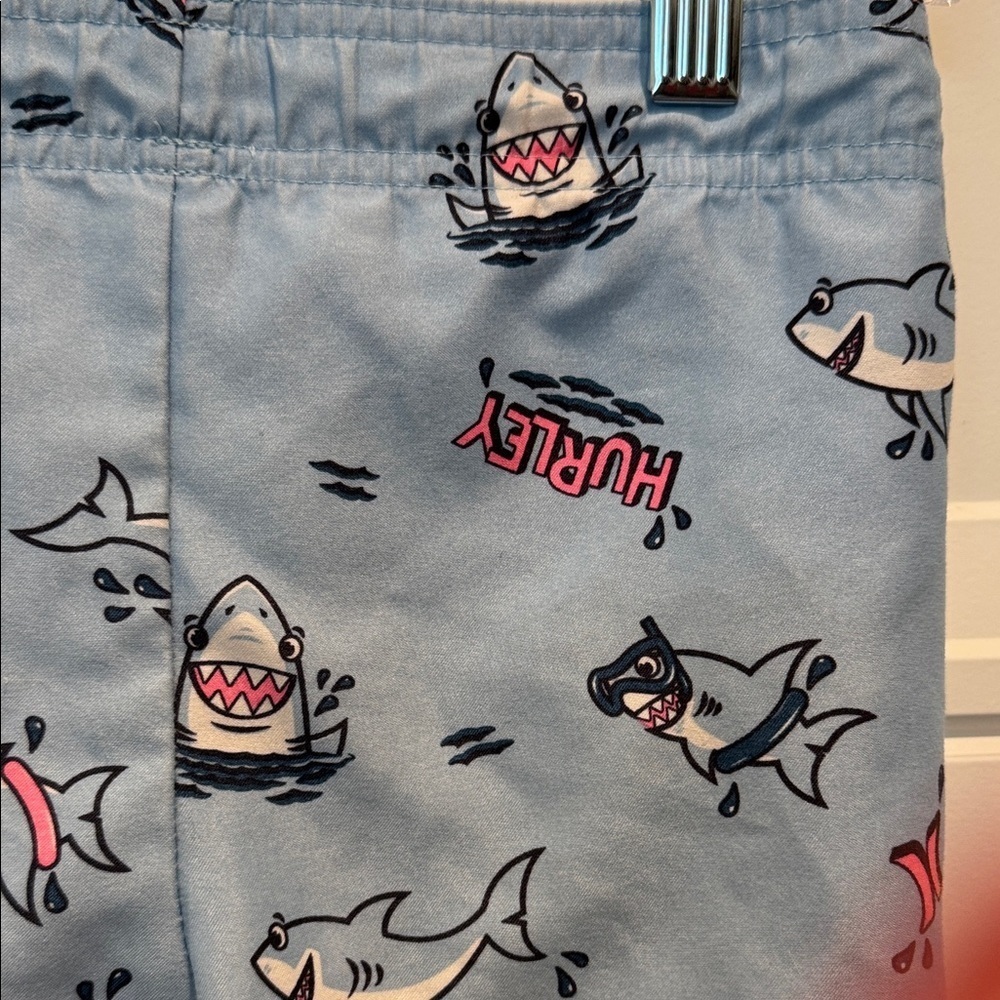 Hurley Light Blue Shark Pattern swim trunks - Picture 4 of 4